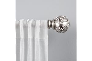 EXCLUSIVE HOME Vine 1" Curtain Rod and Coordinating Finial Set, Matte Silver, Adjustable 36"-72"