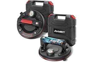 Avhrit Electric Glass Suction Cups, 2 Pack 8" Vacuum Suction Cups Heavy Duty for Lifting Large Glass, 500lbs Load Capacity, Rechargeable Glass Lifter for Windshield, Window, Granite, Tile Lifting