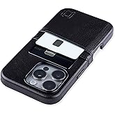 Dockem Card Case V2 for iPhone 16 Pro with Camera Control Cutout, Built-in Metal Plate & 2 Card Holder Pockets: M2 Exec Premium Synthetic Leather Wallet Case (Black)