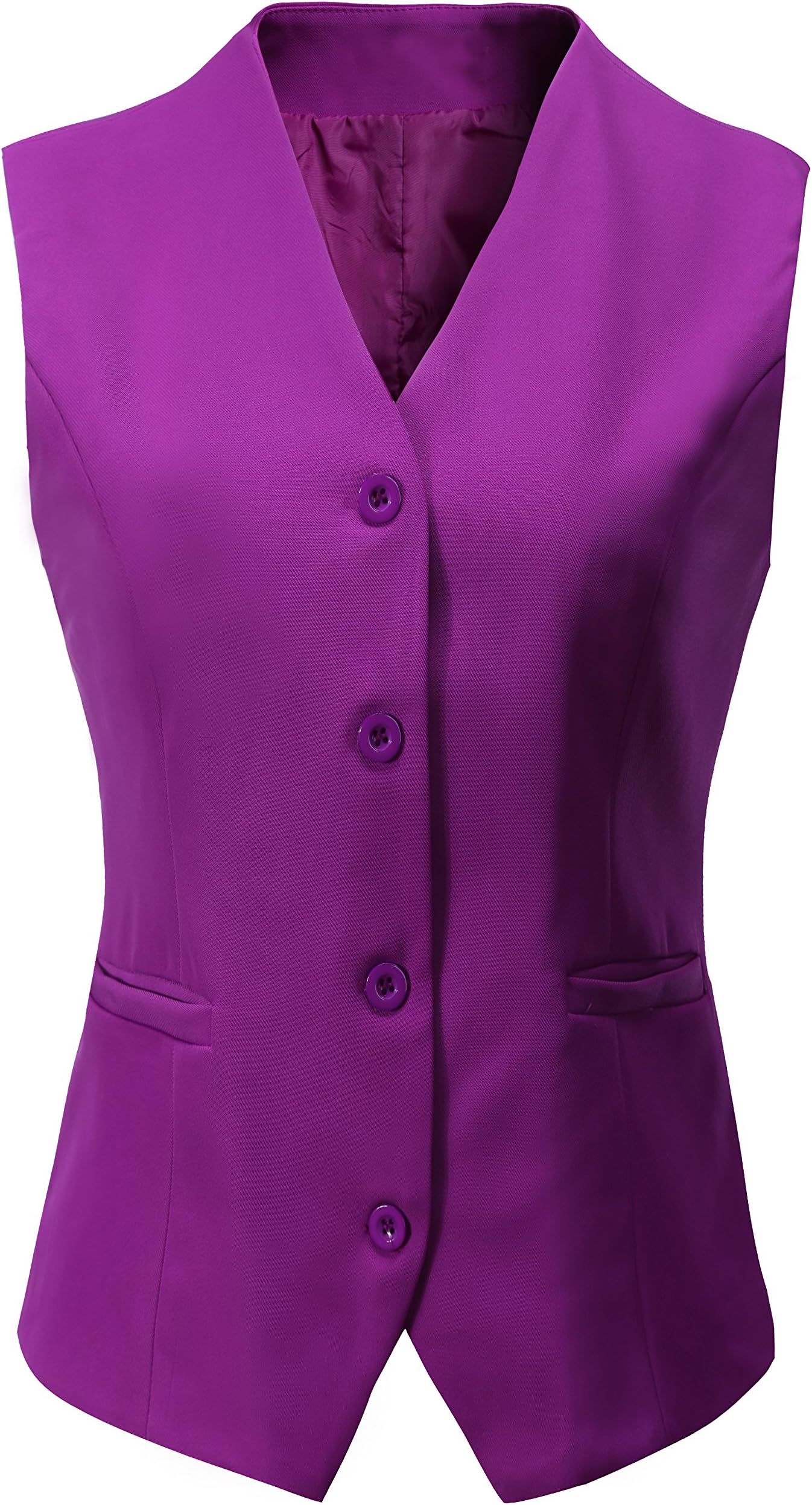 Women's Fully Lined 4 Button V-Neck Economy Dressy Suit Vest Waistcoat