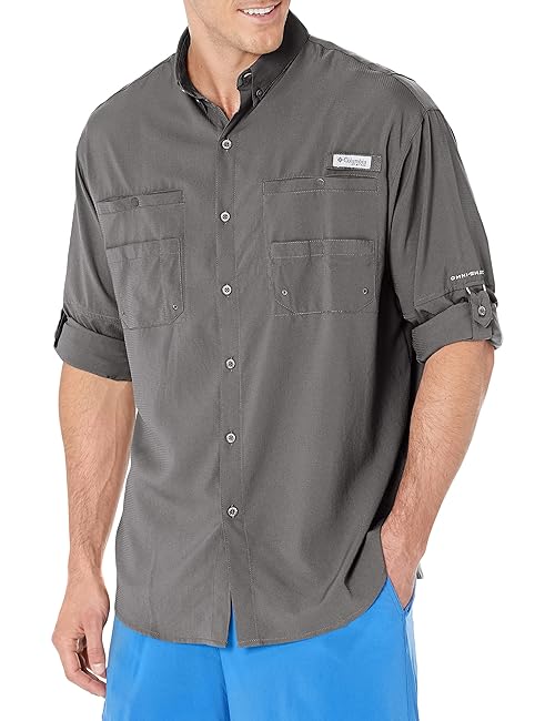 Columbia Mens PFG Tamiami Long Sleeve Fishing Shirt, City Grey, Medium
