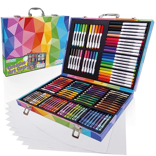 Artworx Art Set For Kids - 122 Assorted Art Pieces & Carry Case - Kids Colouring Sets - Colouring Pencils, Felt Tips Pens, Wax Crayons - Arts and Craft Sets For Children Age 4-8 (5035)