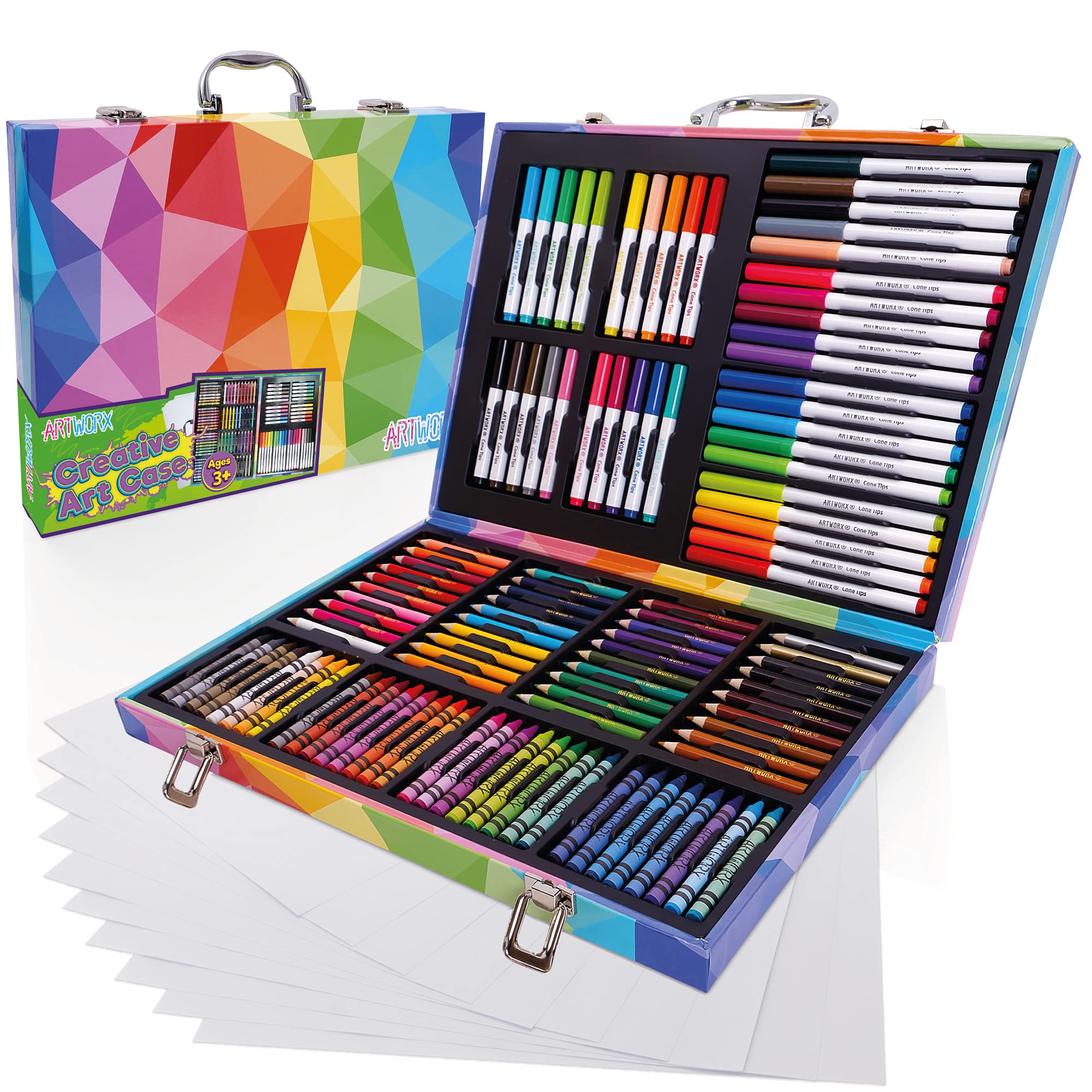 Artworx Art Set For Kids - 122 Assorted Art Pieces & Carry Case - Kids Colouring Sets - Colouring Pencils, Felt Tips Pens, Wax Crayons - Arts and Craft Sets For Children Age 4-8 (5035)