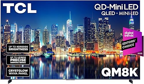 TCL 98 Inch Class QM8K Series | Mini LED QLED 4K HDR | 98QM8K, 2025 Model | 120HZ-144HZ Anti Reflective Wide Angle Screen Smart Google TV Dolby Atmos | Voice Remote Alexa Gaming Streaming Television