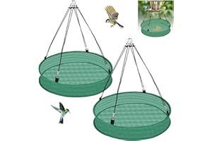 Lettry 2Pcs Bird Seed & Shell Catcher Tray for Hanging Bird Feeder Platform, Green Birdseed Hoop for Outdoor Garden Hanging Tray (Green, 24inch)
