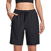 MAGCOMSEN Women's Hiking Shorts Lightweight Quick Dry 8" Golf Shorts Water Resistant with 3 Zipper Pockets