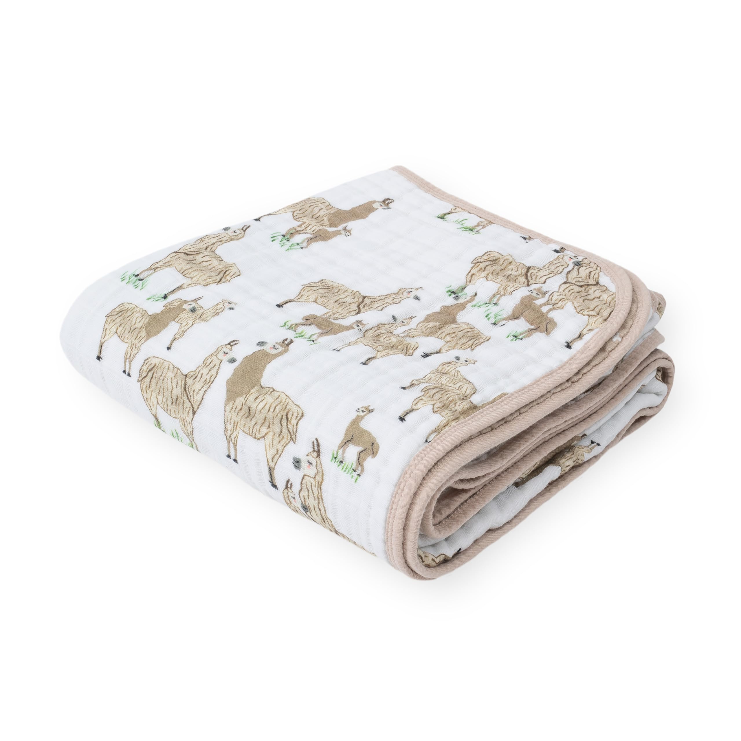 Little Unicorn - Premium Quality, 100% Cotton Muslin Quilt - Large 120x120cm (Llama Llama)