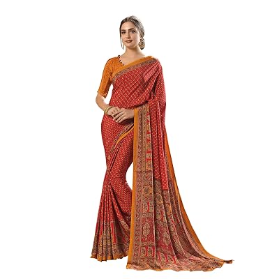 Jaanvi fashion Women&amp;#39;s Crepe Silk Saree with Unstitched Blousecomplete-style-7813-b
