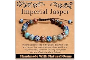 CHCCOYE 468Handmade Adjustable Natural Gemstone Crystal Bracelet Healing Power Energy Inspirational Gifts with Card for Unisex