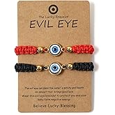 NUITS DE JUIN Evil Eye Red Bracelets for Protection - Red String Amulet Adjustable Bracelet For Women Men | Link Knot Lucky Kabbalah Protection Bracelets