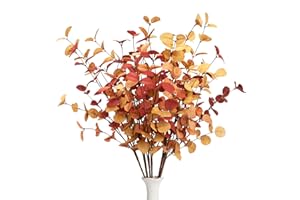 VGIA 6 Pcs Artificial Eucalyptus Stems Fall Decorations with Fall Eucalyptus Leaves Autumn Decorations for Office and Home Artificial Plants for Floral Arrangement