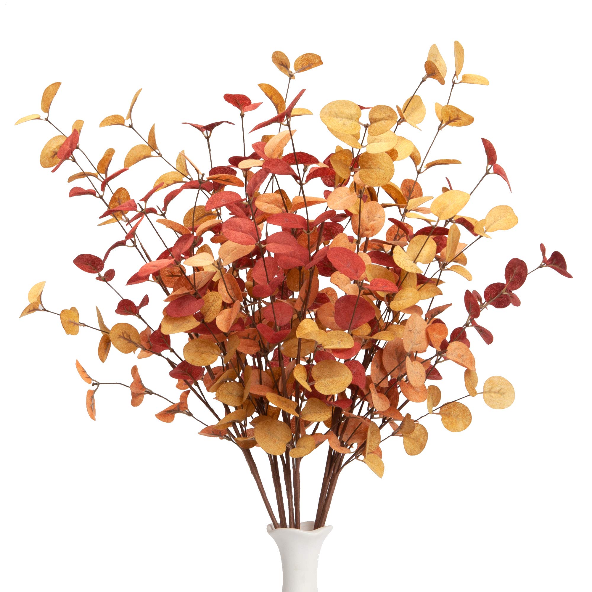 Photo 1 of VGIA 6 Pcs Artificial Eucalyptus Stems Fall Decorations with Fall Eucalyptus Leaves Autumn Decorations for Office and Home Artificial Plants for Floral Arrangement