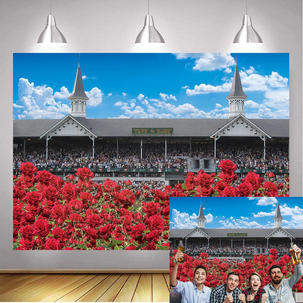 Red Rose Racing XCKALI Kentucky Derby Horse Day Backdrop Red Rose Horse Racing Themed ...
