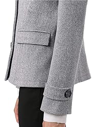 Allegra K Women's Notched Lapel Double Breasted Pea