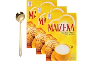 moofin Maizena Corn Starch 14.1 oz - Versatile Corn Starch for Cooking, Baking, with Moofin Golden SS Spoon - Easy to Use, Flavorless Food Thickener Perfect for Cakes, Sauces, Meat (Pack of 3)