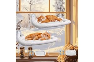 L&W BROS. 2PC Cat Window Perch Cushion Bed Cat Window Hammock with 4 Updated Suction Cups Easy to Assemble Cat Window Bed for Heavy Large Cats (L 2Pc)