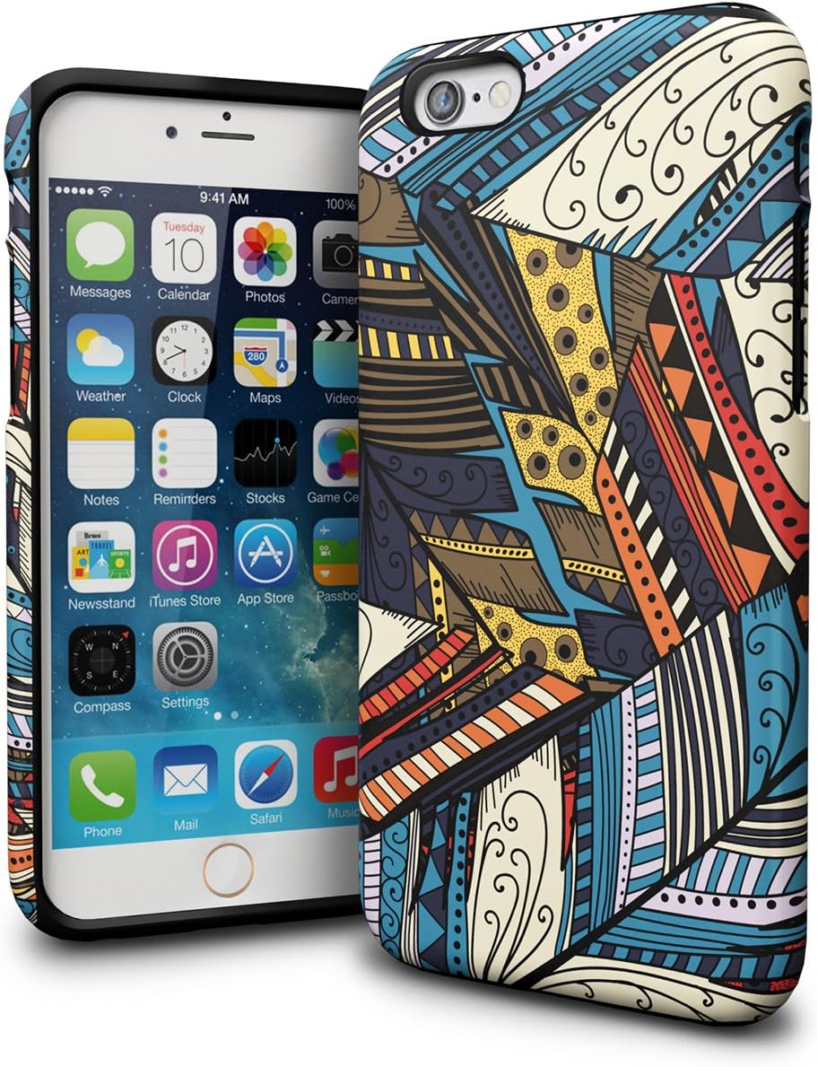 iPhone 6S Case, ZEBEC iPhone 6 Designer Pattern case [Shockproof]-[Dual Layer] Protective Slim Dual Hard Case with Fashion Design Pattern for Apple iPhone 6S & iPhone 6 - Feather Indian
