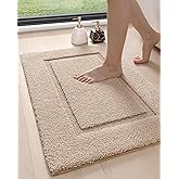 DEXI Bathroom Rugs 36x24, Washable Non Slip Bath Mat for Shower Floor, Absorbent Quick Dry Bathmat with Rubber Backing, Ultra Soft Plush Carpet for Tub, Beige