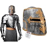 Nicky Bigs Novelties Medieval Knight Costume Adult Helmet Crusader Knight Armor Costume Metal Crusader Helmet - One Size