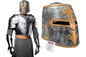 Nicky Bigs Novelties Medieval Knight Costume Adult Helmet Crusader Knight Armor Costume Metal Crusader Helmet - One Size