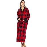 Alexander Del Rossa Long Zip Up Robes, Plush Zipper Robes for Plus Size, Housecoats Zipper Front