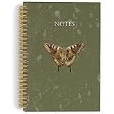 YLZlhb Vintage Butterfly Spiral Notebook Journal, Retro Green Notebooks for Work School Office, Butterfly Gifts for Women Girls, Cottagecore Spiral Journal 5.5x8.3 Inches