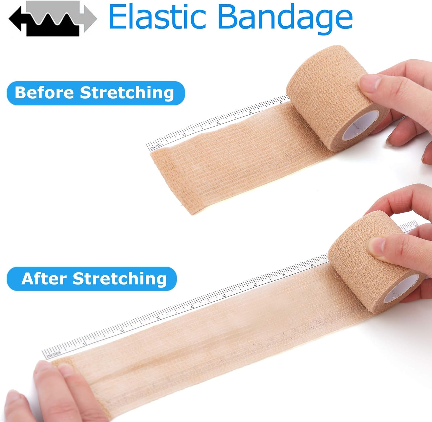 10 Pack Self Adherent Bandage Wrap, 2” x 5 Yards, Medical Tape, Self-Adherent Wrap, Athletic Elastic Cohesive Bandage, First Aid Tape, Sports Tape for Stretch Athletic, Ankle Sprains & Swelling: Health & Personal Care