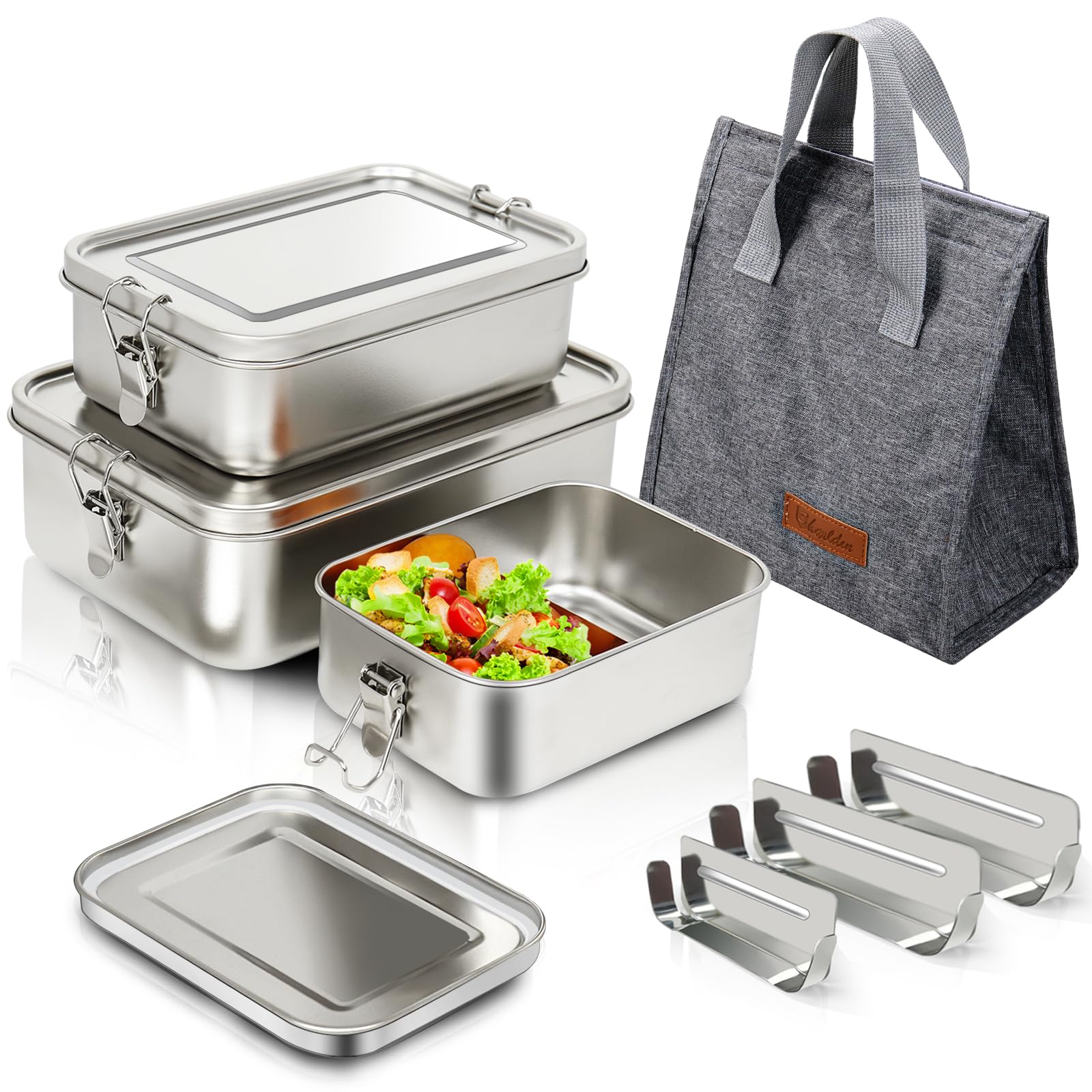 Photo 1 of **Partial Set**
304 Stainless Steel Bento Box 3 Pack Stainless Steel Containers With Lids 81oz/47oz/29oz,Leak-Proof & Stackable Storage Stainless Steel Food Storage Containers for Soup Salad Leftover