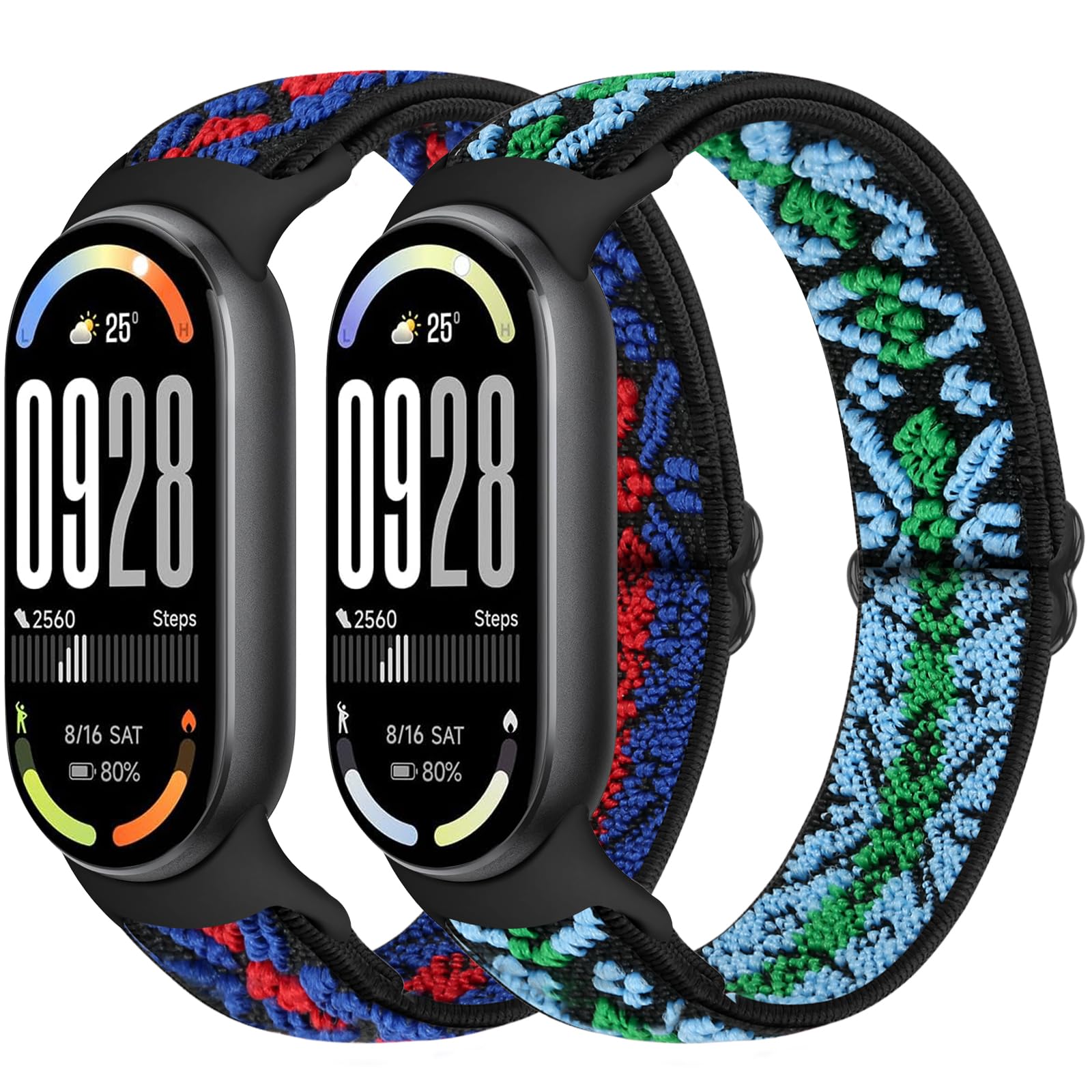 Runostrich Elastic Nylon Watch Strap Compatible with Xiaomi Smart Band 10/9/8 Sports Strap Soft Watch Band Adjustable Replacement Band for Women Men