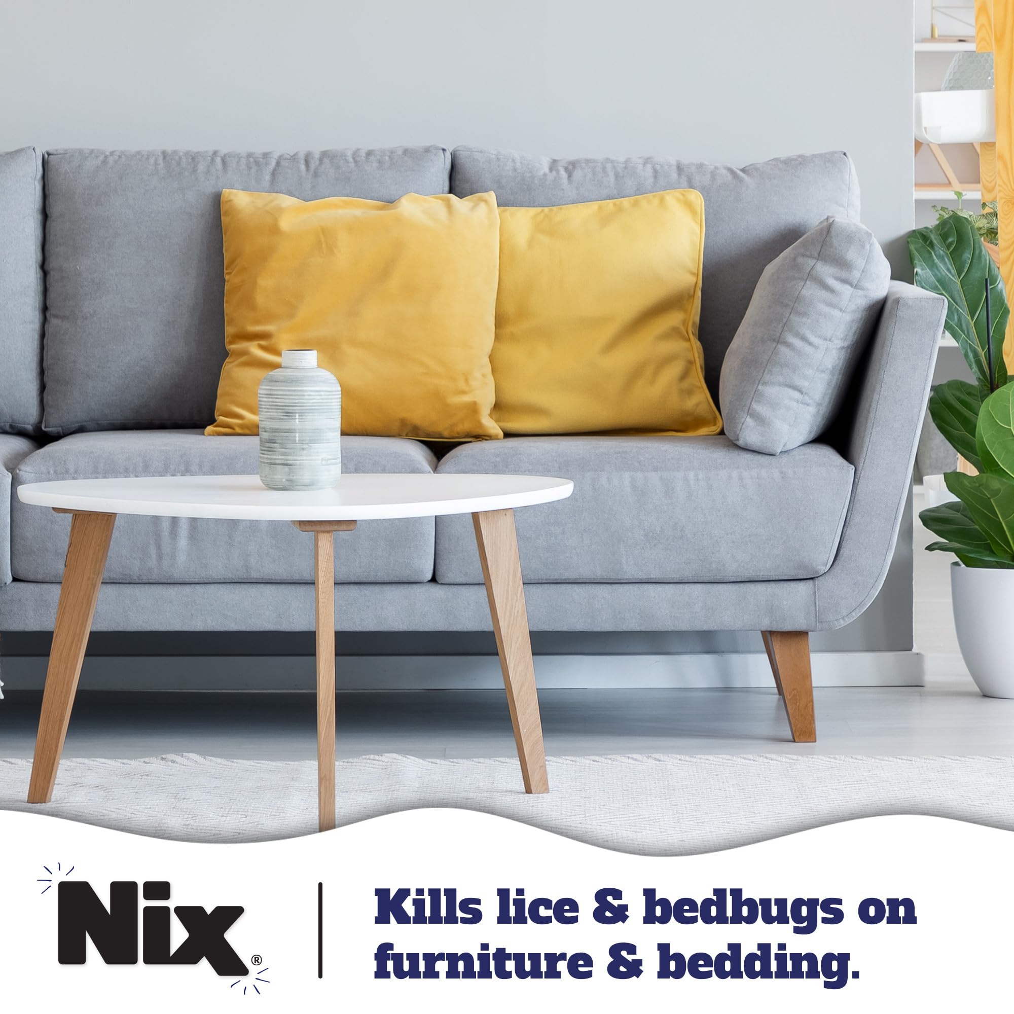 Nix Lice & Bed Bug Spray for Home Use, Kills Lice on Bedding & Furniture, Odor-Free & Non-Staining, 5 Fl Oz