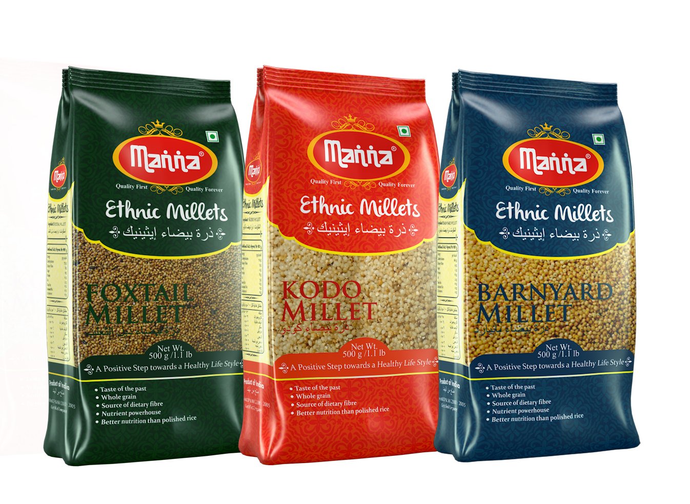 Buy Manna Mixed Millets Combo Pack of 3 (Foxtail Millet 500g,, Kodo