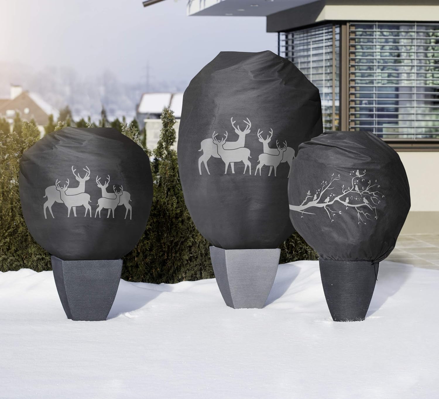 Windhager Decorative Fibre Cover for Winter Protect XXL Cold, Frost, Garden, Fleece Protection, Deer Motif, 1.1 x 1.1 m - Image 5