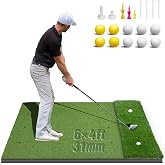 Zonop Dual-Turf Golf Mat: 5x4ft/6x4ft Hitting Mats Practice Outdoor Indoor | Heavy-Duty EVA Foam Backing with Tees, Elite Dense Artificial Turf Golf Matt for Backyard Driving Range Simulators Home Use