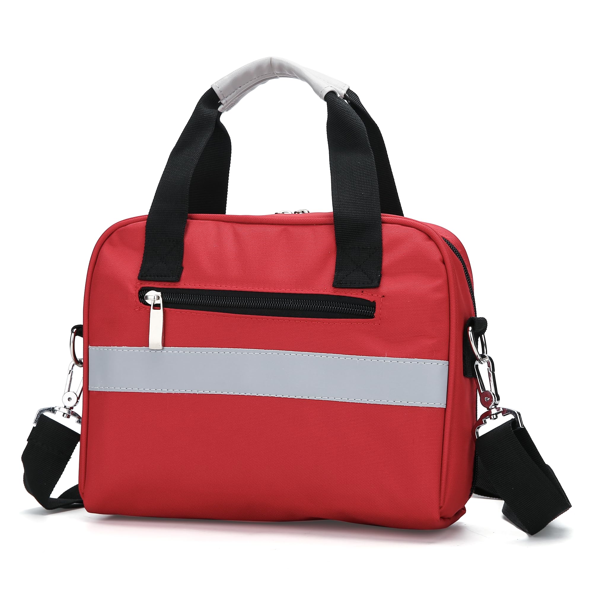 First Aid Kit Emergency Kits -Waterproof Fire Prevention Empty Wear Resisting Adjustable Straps First Aid Bag Reflective Strip for Travel, Home, Car, Hiking, Workplace & Outdoor Red 21*12*25cm