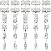 DICOSMETIC 60 Sets Strand Box Clasp 6 Styles Stainless Steel Jewelry Slide Clasps Filigree Necklace Layering Clasp Oval/Horse Eye/Rectangle Bracelet Connector Clasp for Jewelry Making