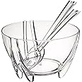Prodyne Acrylic Salad Bowl with Servers, Clear,6 quarts