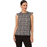 Adrianna Papell Womens Ruffle Mock Neck Tank
