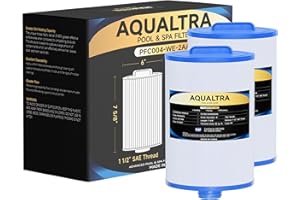 AQUALTRA Spa Filter Compatible with PWW50P3(1 1/2" Coarse Thread), 6CH-940, FC-0359, Waterways 817-0050, 7 5/8" x 6" Screw in SAE Thread Hot Tub Filter 2 Pack (White)