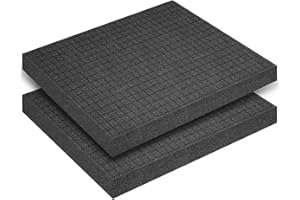 KINXIYU Polyurethane Foam Padding, 2 PCS 16 x 12 x 1.5 Inch Black Perforated Pick and Pluck Foam Sheets for Tool Box, Camera, Crafts and Storage