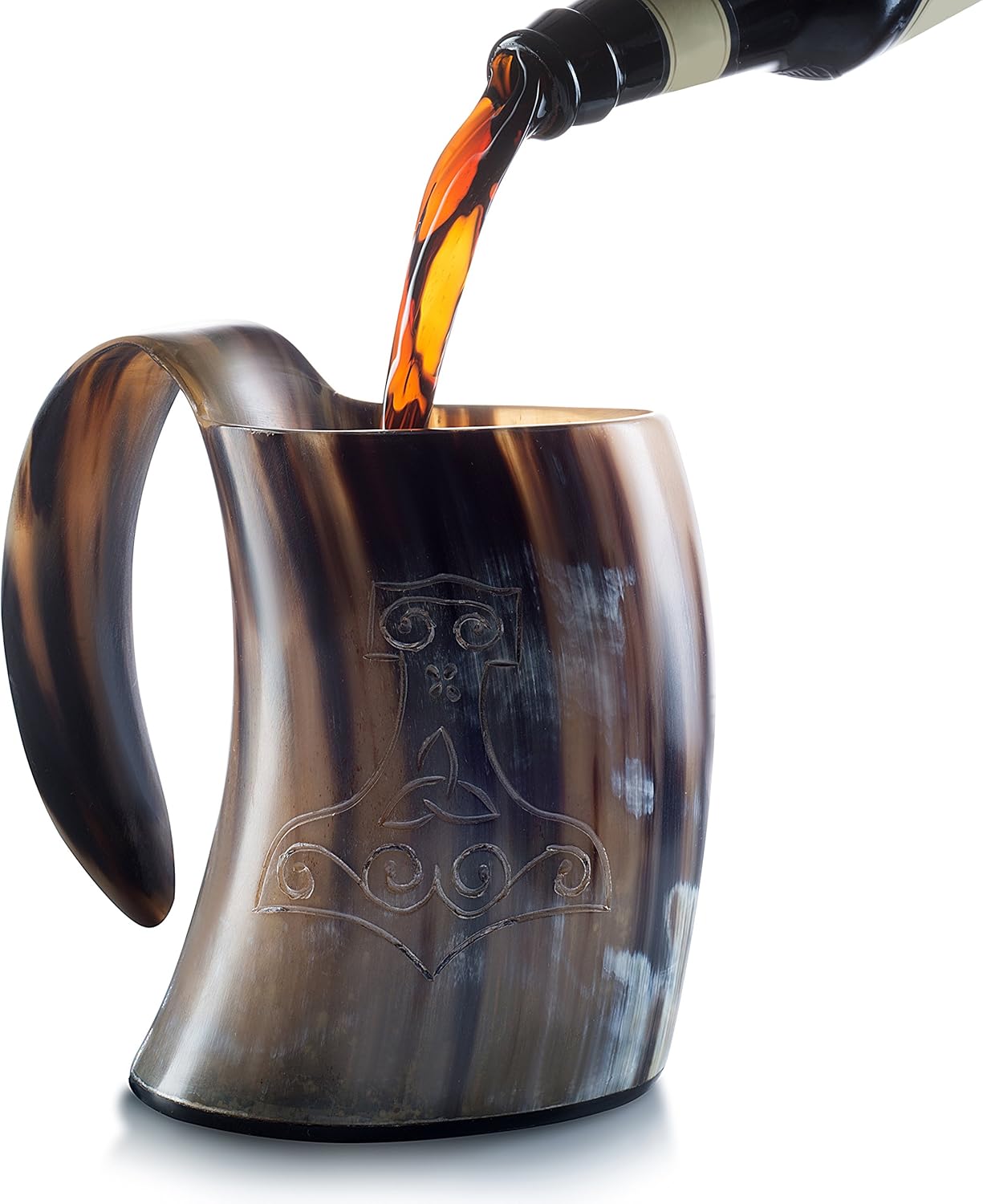 #1 Viking Horn Tankard Mug (20 oz.) – Authentic, Medieval Celtic Beer and Ale Cup – Solid, Stable and Handcrafted