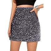 SOFIA'S CHOICE Women Sequin Skirts Mini High Waisted Bodycon Sparkly Skirt Party Night Out
