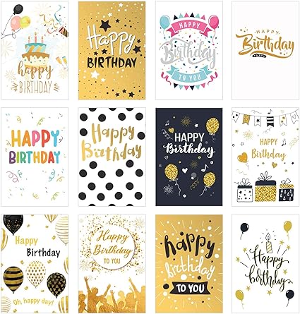 Edition Seidel Lot De 12 Cartes D Anniversaire Exclusives Avec Enveloppe Carte De Vœux Pour Anniversaire Pour Homme Et Femme Cartes Doubles Et Pliantes Avec Enveloppe Amazon Fr Fournitures De Bureau