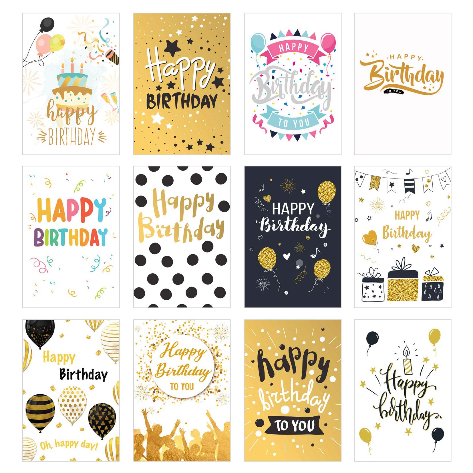 Edition Seidel Set of 12 Exclusive Birthday Cards with Envelopes Birthday Card Man Woman (Folded Cards with Envelope)