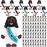 Bememo 100 Pcs Mini Black Jesus Little Black Jesus Tiny Jesus Bulk to Hide and Seek Religious Party Favors Sunday School Gifts