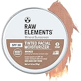 Raw Element Ultra-Moisturizing Tinted Face Cream, Non Toxic Mineral Face Sunscreen, Daily Tinted Moisturizer, Non-Nano Zinc Oxide, Reef Friendly, All Ages, SPF 30, 1.8 oz, Bronze, Pack of 1