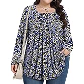 PEVRL Womens Plus Size Tops Long Sleeve Shirts 2025 Fall Tunic Blouses 1X-5X
