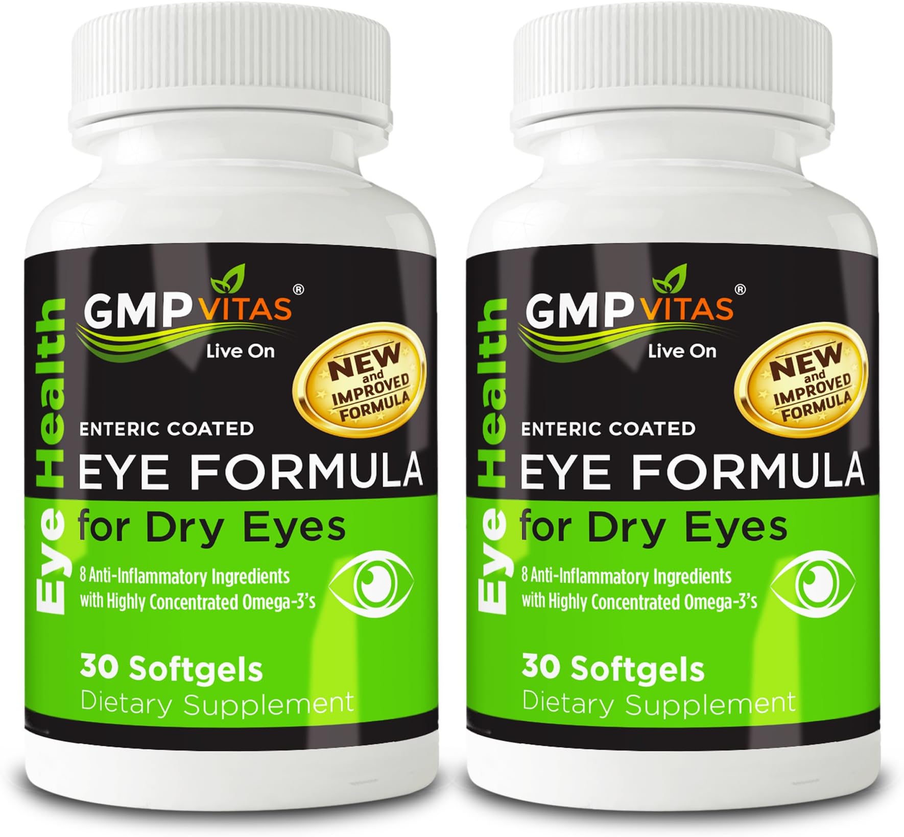 GMP VitasEnteric Coated Eye Formula- High Potency Omega-3 Supplement with Lutein, Astaxanthin Hyaluronic Acid, Vitamin C and E (2)