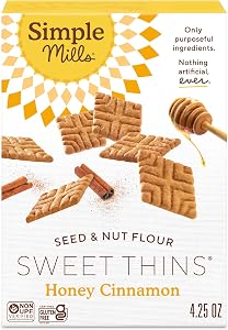 Simple Mills Honey Cinnamon Seed & Nut Flour Sweet Thins, Paleo Friendly & Delicious Sweet Thin Cookies, Good for Snacks, Nut