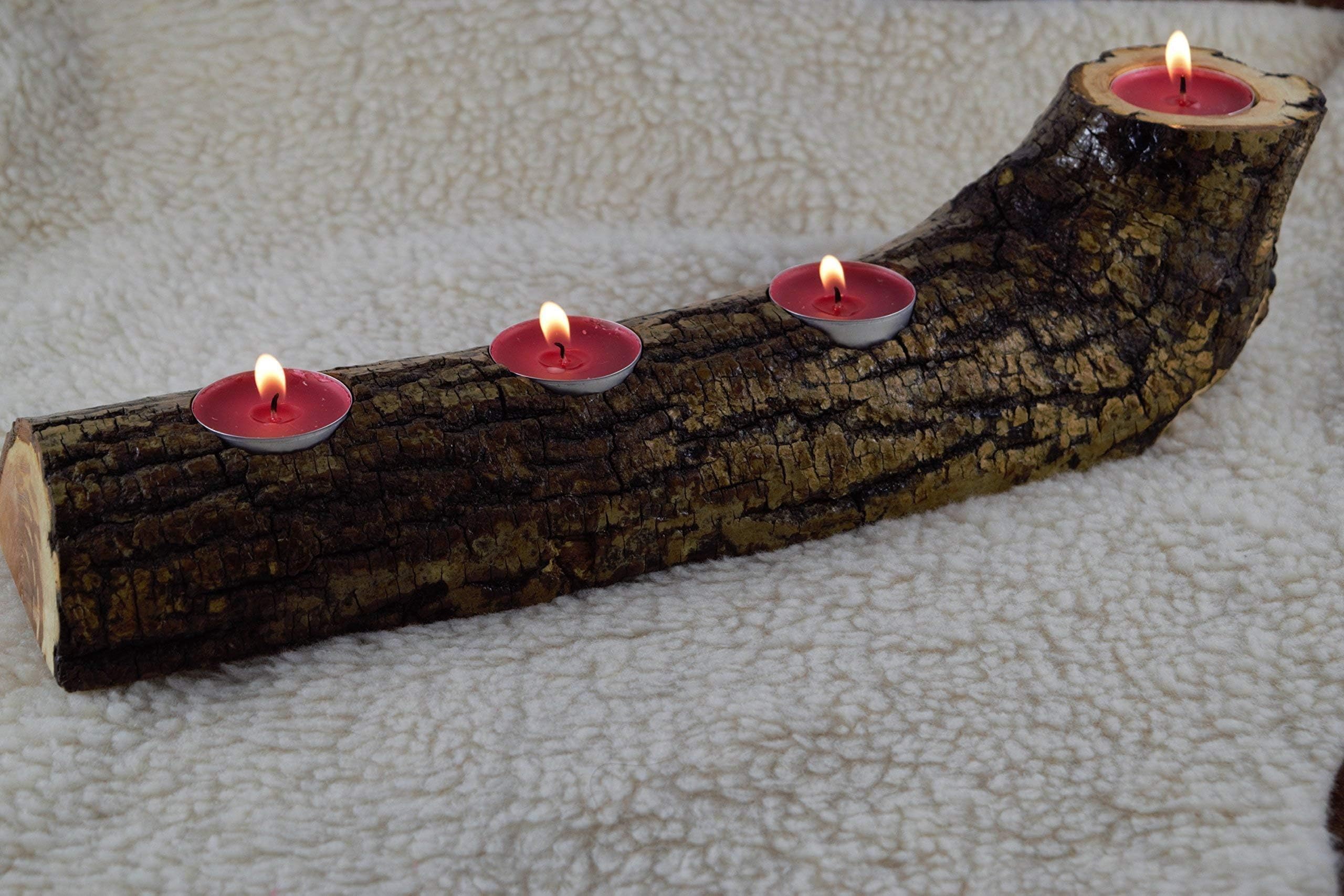 Handmade unique home decor natural rustic driftwood tea light candle holder candlestic