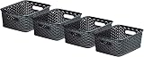 Curver My Style Rattan Effect 4 Litre Storage Baskets Anthracite Set of 4